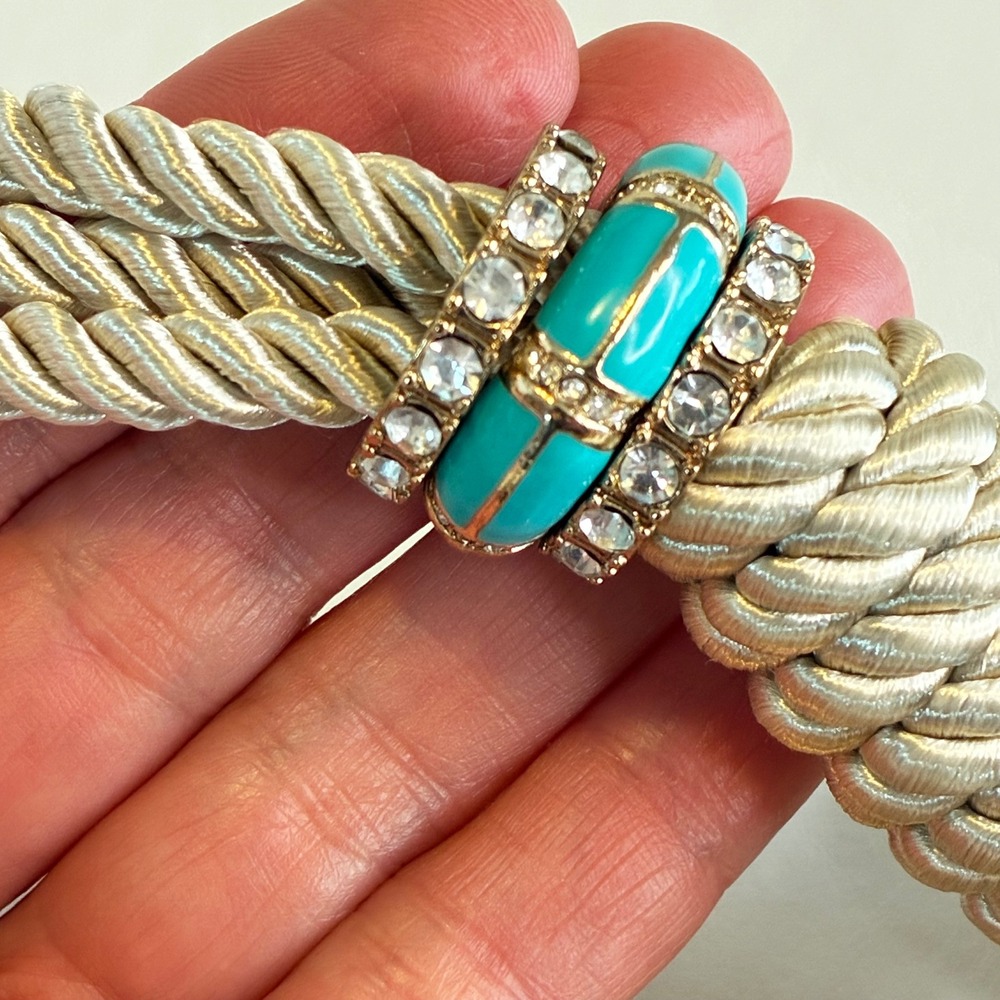 Chunky Statement Rope Necklace Rhinestone Faceted Mirror Pendants Gold Tone - Picture 8 of 16